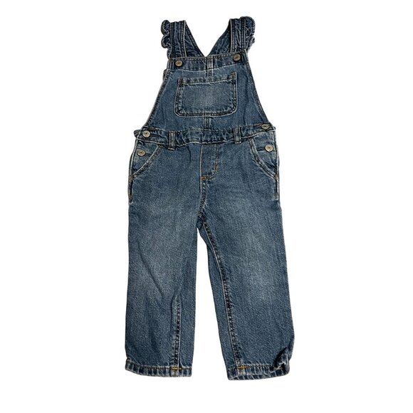 Gap Denim Overalls Ruffle Strap Infant Girls Size 18-24 months Medium Wash  Exce - Picture 1 of 8